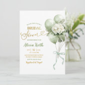 Invitation Baby Shower Mariage Ballon Hydrangea Vert Sage (Debout devant)