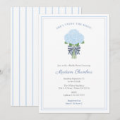 Invitation Baby Shower Mariage Fleur de Mariée Hydrangea Bleu (Devant / Derrière)