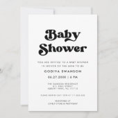 Invitation Baby shower mariage noir et blanc rétro élégant (Devant)