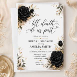 Invitation Baby Shower Mariage Rose Noire Gothique