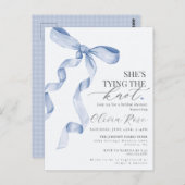 Invitation Baby Shower Mariage Ruban Coquette Bleu (Devant / Derrière)