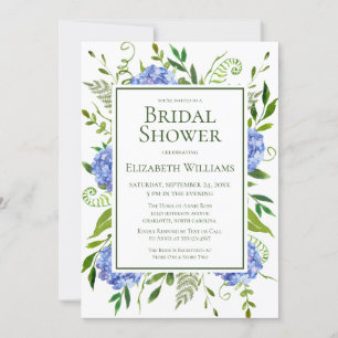 Invitation Baby Shower Mariée aux Hortensias Bleus