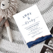 Invitation baby shower marin à agate bleu