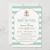 Invitation Baby shower marin Ancre florale Mint Green (Devant)