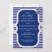Invitation Baby shower marin Casquette Boy Blue Stripe (Dos)