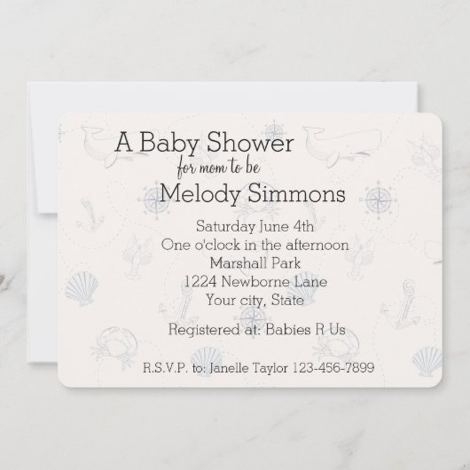 Invitation Baby shower marin nautique (Dos)