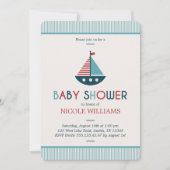 Invitation Baby shower marin rouge et bleu (Devant)
