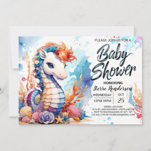 Invitation Baby shower marin Seahorse Serenade