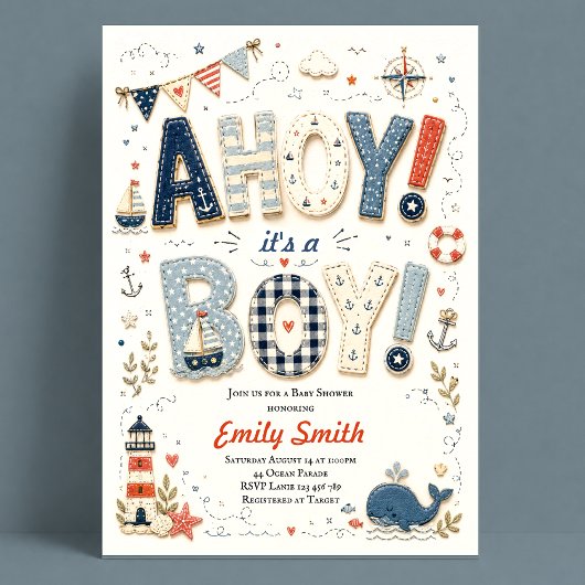 Invitation Baby Shower Marin Thème Garçon