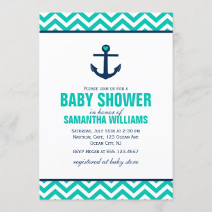 Invitation Baby shower marin vert