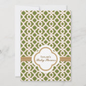 Invitation Baby shower marocain vert olive neutre entre les s (Dos)