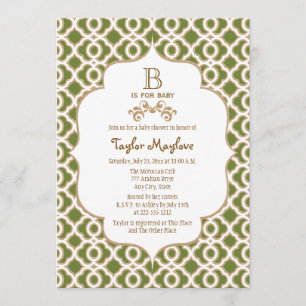 Invitation Baby shower marocain vert olive neutre entre les s