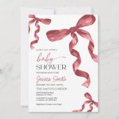 Invitation Baby shower Maroon Bow (Devant)