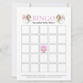 Invitation Baby Shower Marron Mermaid Bingo Sous l'Océan Rose (Devant)
