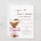 Invitation Baby shower Martini à Espresso Bow rose (Devant)