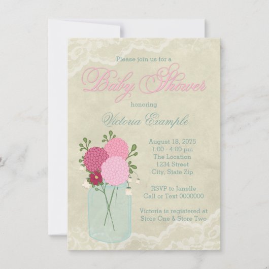 Invitation Baby shower Mason Jar (Devant)