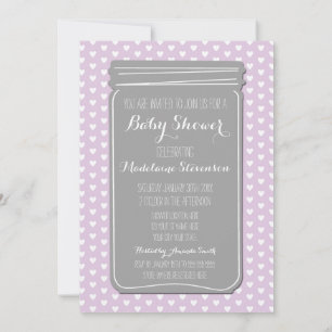 Invitation Baby shower Mason Jar au coeur gris mau