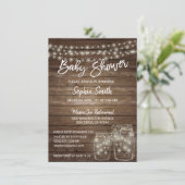 Invitation Baby shower Mason Jar en bois rustique moderne (Debout devant)