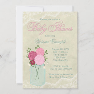 Invitation Baby shower Mason Jar et Lace