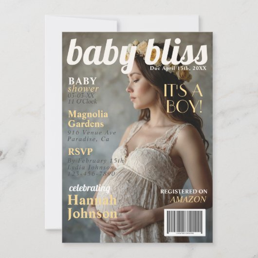 Invitation Baby shower Maternité Magazine Couverture Invitati (Devant)