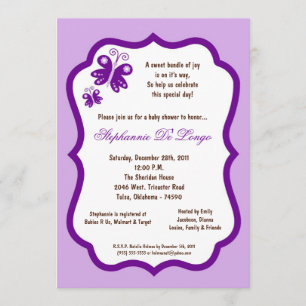 Invitation baby shower mauve-clair du papillon 5x7