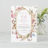 Invitation Baby shower Mauve Fleur sauvage Pill Fr (Debout devant)