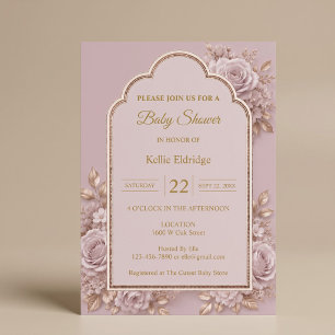 Invitation Baby-Shower Mauve Floral