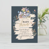 Invitation Baby shower Meadow Fleur sauvage Tea Party (Debout devant)