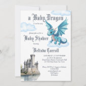 Invitation Baby shower médiéval pour bébé dragon (Devant)