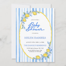  Baby-Shower Méditerranéen à rayures bleues 
