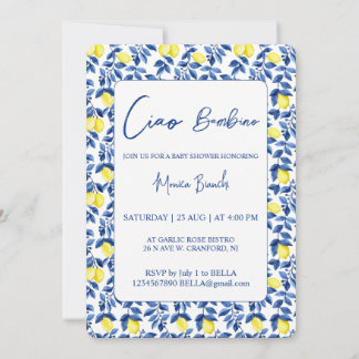 Invitation Baby-Shower Méditerranéen au Citron