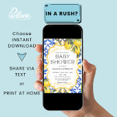 Invitation Baby shower méditerranéen aux citrons d'été