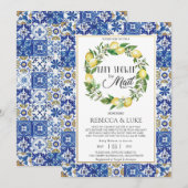 Invitation Baby shower méditerranéen chic citron par courrier (Devant / Derrière)