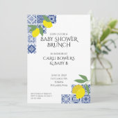 Invitation Baby shower méditerranéenne et citrons (Debout devant)