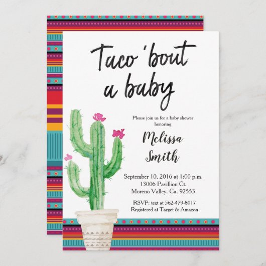 Invitation baby shower Meixcan (Devant / Derrière)