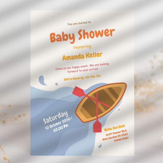 Invitation Baby shower Mer Bleue Cute