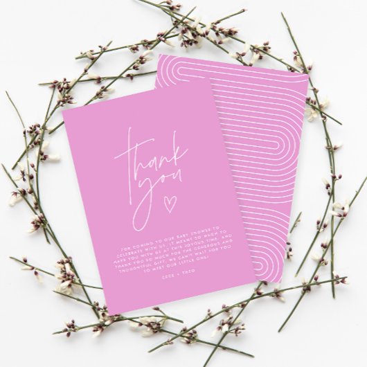 Invitation Baby shower merci cerise rose élégant moderne