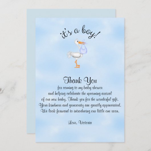 Invitation Baby shower Merci C'est un garçon bébé garçon cigo (Devant / Derrière)