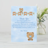 Invitation Baby shower Merci C'est un Garçon Bébé Garçon Tedd (Debout devant)