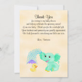 Invitation Baby shower Merci Genre Neutre Eléphant (Devant)