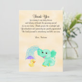 Invitation Baby shower Merci Genre Neutre Eléphant (Debout devant)