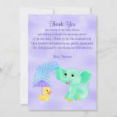 Invitation Baby shower Merci Genre Neutre Eléphant (Devant)