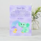 Invitation Baby shower Merci Genre Neutre Eléphant (Debout devant)
