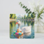 Invitation Baby shower Mère Canard blanc et canard blanc (Debout devant)