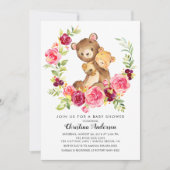 Invitation Baby shower mère et bébé ours (Devant)