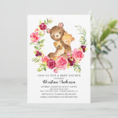 Invitation Baby shower mère et bébé ours (Debout devant)
