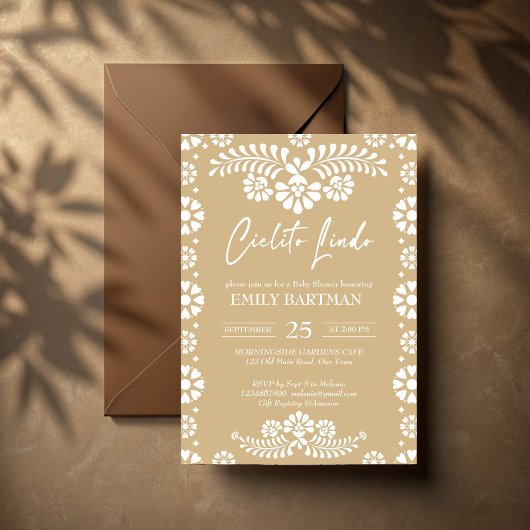 Invitation Baby shower mexicain beige Cielito lindo