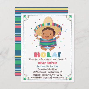 Invitation Baby shower mexicain de fiesta de garçon de Hola