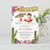 Invitation Baby shower mexicain de révélation de genre Cactus (Debout devant)