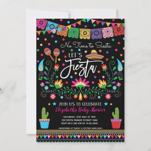 Invitation Baby shower mexicain Fiesta Cinco De Mayo (Devant)